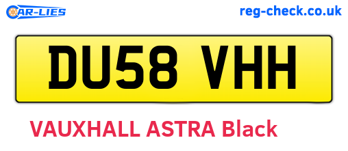 DU58VHH are the vehicle registration plates.