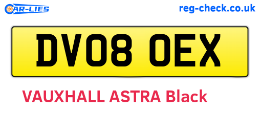 DV08OEX are the vehicle registration plates.