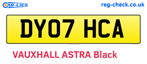 DY07HCA are the vehicle registration plates.