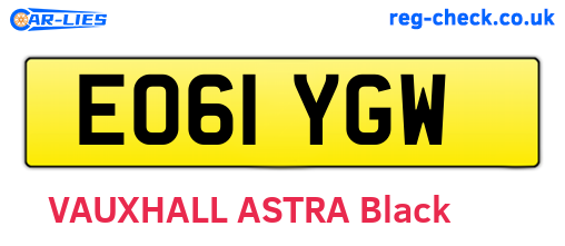 EO61YGW are the vehicle registration plates.