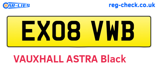 EX08VWB are the vehicle registration plates.