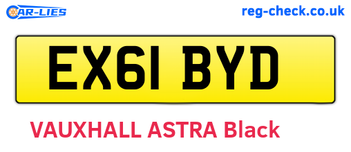EX61BYD are the vehicle registration plates.