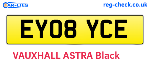 EY08YCE are the vehicle registration plates.