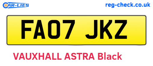 FA07JKZ are the vehicle registration plates.