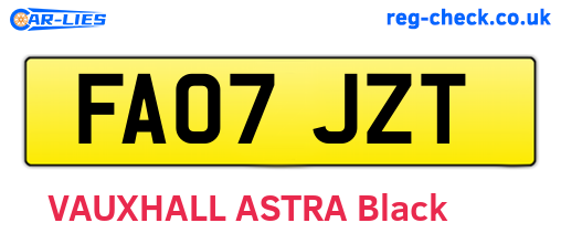 FA07JZT are the vehicle registration plates.