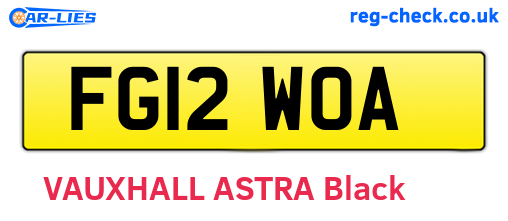 FG12WOA are the vehicle registration plates.