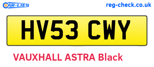 HV53CWY are the vehicle registration plates.