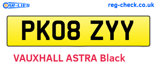 PK08ZYY are the vehicle registration plates.