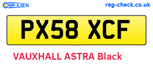 PX58XCF are the vehicle registration plates.