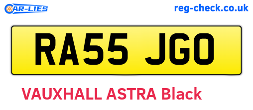 RA55JGO are the vehicle registration plates.
