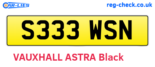 S333WSN are the vehicle registration plates.