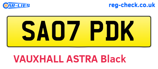 SA07PDK are the vehicle registration plates.