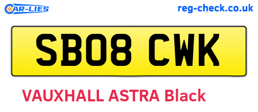 SB08CWK are the vehicle registration plates.