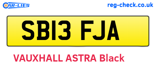 SB13FJA are the vehicle registration plates.