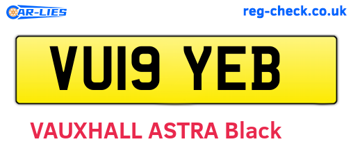 VU19YEB are the vehicle registration plates.