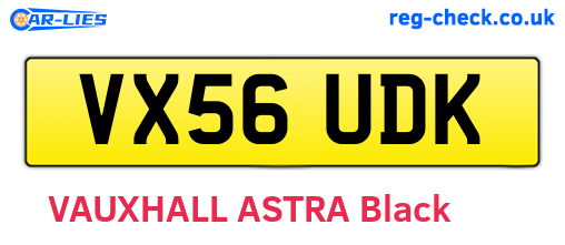 VX56UDK are the vehicle registration plates.