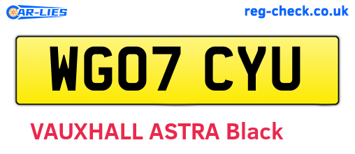 WG07CYU are the vehicle registration plates.