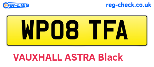 WP08TFA are the vehicle registration plates.