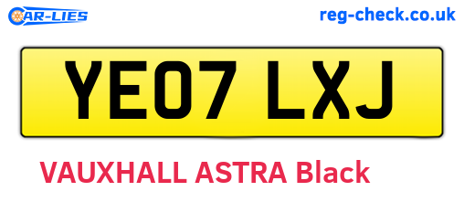 YE07LXJ are the vehicle registration plates.