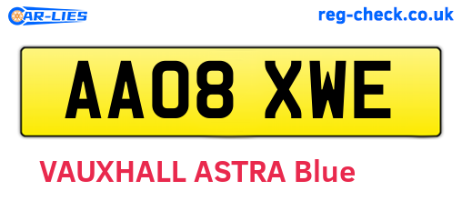 AA08XWE are the vehicle registration plates.