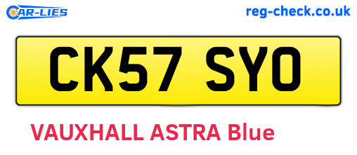 CK57SYO are the vehicle registration plates.