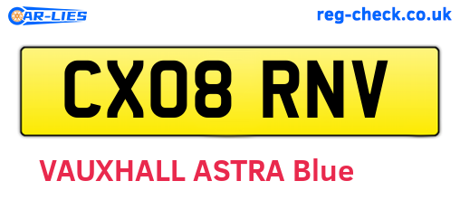 CX08RNV are the vehicle registration plates.