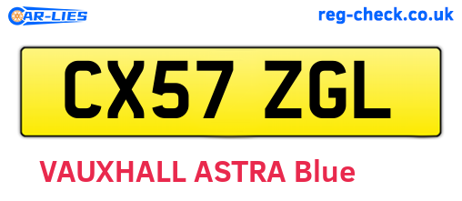 CX57ZGL are the vehicle registration plates.