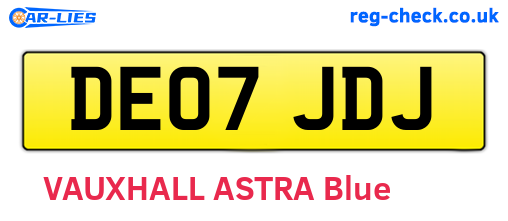 DE07JDJ are the vehicle registration plates.