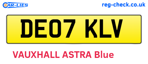 DE07KLV are the vehicle registration plates.