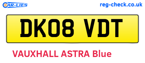 DK08VDT are the vehicle registration plates.