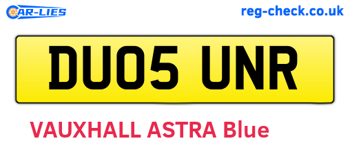 DU05UNR are the vehicle registration plates.