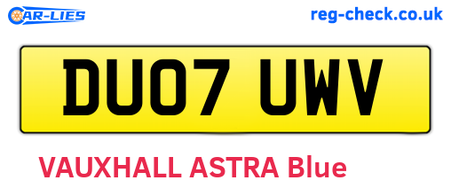 DU07UWV are the vehicle registration plates.