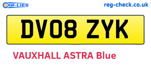 DV08ZYK are the vehicle registration plates.