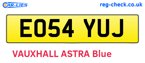 EO54YUJ are the vehicle registration plates.