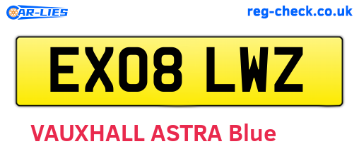 EX08LWZ are the vehicle registration plates.