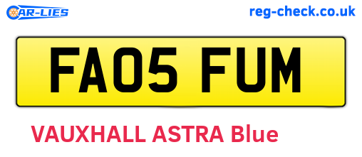 FA05FUM are the vehicle registration plates.