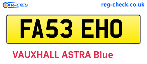 FA53EHO are the vehicle registration plates.