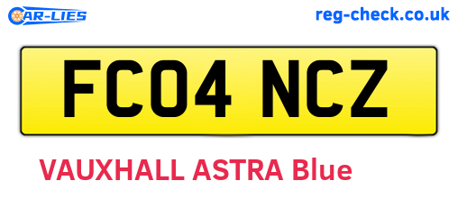 FC04NCZ are the vehicle registration plates.