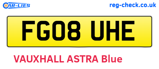 FG08UHE are the vehicle registration plates.