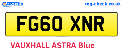 FG60XNR are the vehicle registration plates.