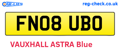 FN08UBO are the vehicle registration plates.