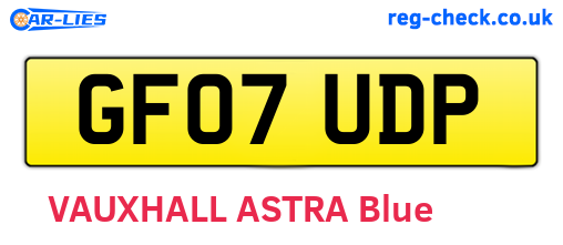 GF07UDP are the vehicle registration plates.