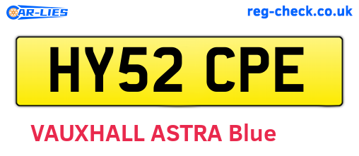 HY52CPE are the vehicle registration plates.