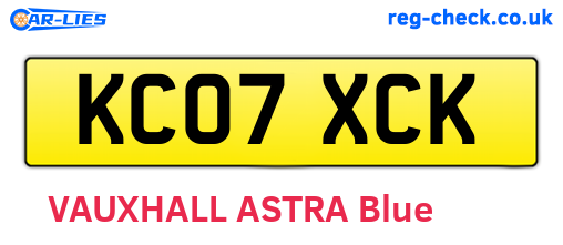 KC07XCK are the vehicle registration plates.