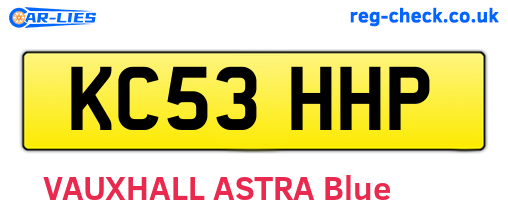 KC53HHP are the vehicle registration plates.