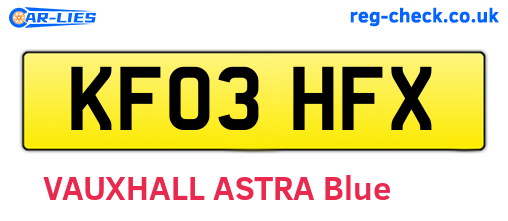 KF03HFX are the vehicle registration plates.