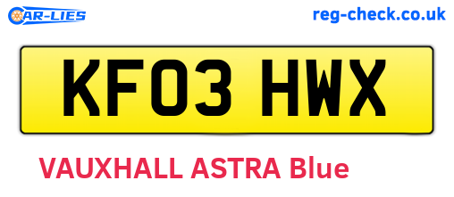 KF03HWX are the vehicle registration plates.
