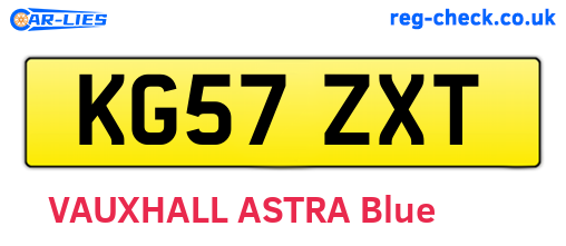 KG57ZXT are the vehicle registration plates.
