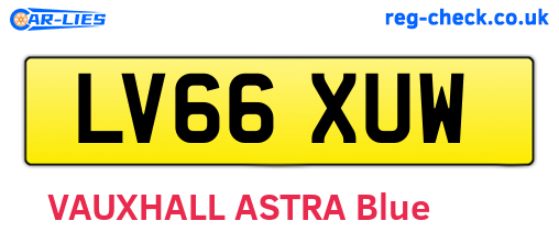 LV66XUW are the vehicle registration plates.