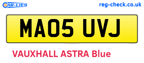 MA05UVJ are the vehicle registration plates.